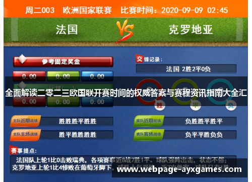 全面解读二零二三欧国联开赛时间的权威答案与赛程资讯指南大全汇